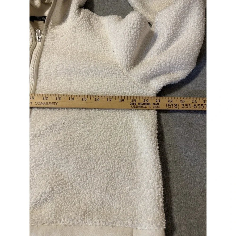 Mountain Hardwear Deep Pile Fleece Hooded Full Zip Jacket Off White Women's M